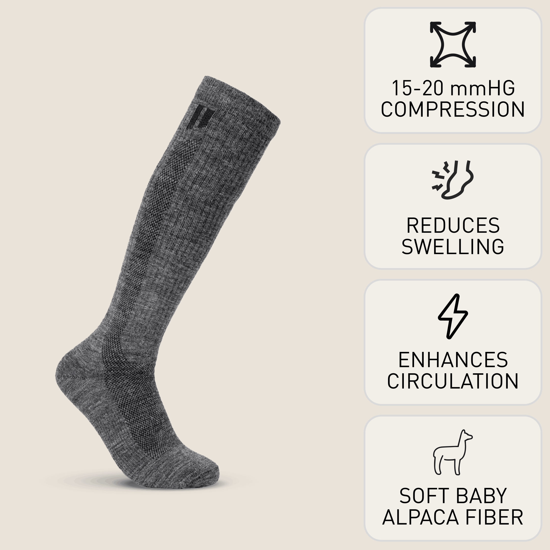 Alpaca Compression Socks - Grey
